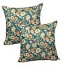 Blue Art Silk Chanderi Textured Floral 16x16 inches Cushion Covers (Set of 2)