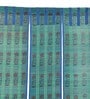 Blue Bamboo Floral 6Ft Semisheer Fabric Loops Window Curtain (1 Pc)