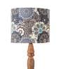 Blue Batik Print Multicolor Canvas Shade Table Lamp with Brown Base