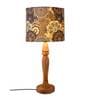 Blue Batik Print Multicolor Canvas Shade Table Lamp with Brown Base