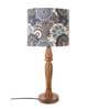 Blue Batik Print Multicolor Canvas Shade Table Lamp with Brown Base