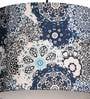 Blue Batik Print Round Multicolor Fabric Single Hanging Light