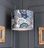 Blue Batik Print Round Multicolor Fabric Single Hanging Light