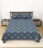 Blue Bedsheet 220 Tc Cotton King Bedsheet With 2 Pillow Covers
