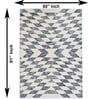 Blue Geometric Wool And Cotton 5 X 8 Ft Hand Tufted Carpet
