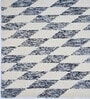 Blue Geometric Wool And Cotton 5 X 8 Ft Hand Tufted Carpet