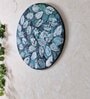 Blue Black Engineered Wood 15 Inch Wall Art with leaf pattern