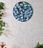 Blue Black Engineered Wood 15 Inch Wall Art with leaf pattern