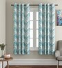 Green Abstract Cotton 5 Ft Light Filtering Eyelet Window Curtain