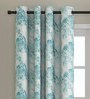 Green Abstract Cotton 5 Ft Light Filtering Eyelet Window Curtain