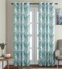 Blue Abstract Cotton 7 Ft Light Filtering Eyelet Door Curtain