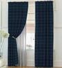 Blue Blackout Cotton 7 Feet Rod Pocket Door Curtain
