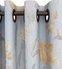 Blue Floral Cotton 7 Ft Blackout Eyelet Door Curtain