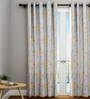 Blue Floral Cotton 7 Ft Blackout Eyelet Door Curtain