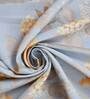 Blue Floral Cotton 7 Ft Blackout Eyelet Door Curtain