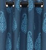Blue Traditional Cotton 9 Ft Light Filtering Eyelet Door Curtain