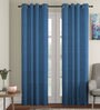 Blue Solid Cotton 9 Ft Light Filtering Eyelet Door Curtain