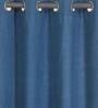 Blue Solid Cotton 9 Ft Light Filtering Eyelet Door Curtain