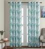 Blue Cotton Abstract 9ft Light Filtering Eyelet 1 Pc Door Curtain
