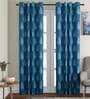 Blue Traditional Cotton 9 Ft Light Filtering Eyelet Door Curtain
