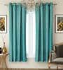 Faux Silk Blackout 5 Feet Eyelet Window Curtains (Set Of 2)