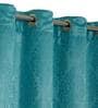 Blue Faux Silk Blackout 9 Feet Eyelet Curtain (Set of 2)
