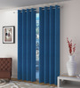 Blue Jute Light Filtering 9 Feet Eyelet Curtain (1 Piece)