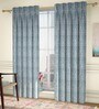 Blue Abstract Poly Cotton 7.5 Ft Light Filtering Pinch Pleat Door Curtains (Set of 2)
