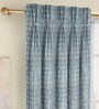 Blue Abstract Poly Cotton 7.5 Ft Light Filtering Pinch Pleat Door Curtains (Set of 2)