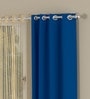Blue Striped Polyester 5 Ft Blackout Eyelet Window Curtains (Set of 4)