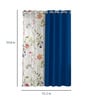 Blue Floral Polyester 5 Ft Blackout Eyelet Window Curtains (Set of 4)