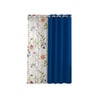 Blue Floral Polyester 5 Ft Blackout Eyelet Window Curtains (Set of 4)