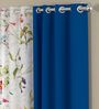 Blue Floral Polyester 5 Ft Blackout Eyelet Window Curtains (Set of 4)