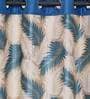 Blue Floral Polyester 5 Ft Semisheer Eyelet Window Curtains (Set of 2)