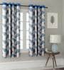 Blue Floral Polyester 5 Ft Semisheer Eyelet Window Curtains (Set of 2)