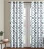 White Polyester Velvet Geometric 7FT Light Filtering Eyelet Door Curtains (Pack of 1)