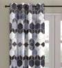 Multicolour Polyester Velvet Geometric 7FT Light Filtering Eyelet Door Curtains (Pack of 1)