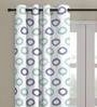 White Polyester Velvet Geometric 7FT Light Filtering Eyelet Door Curtains (Pack of 1)