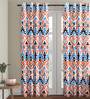 Cream Polyester Velvet Ethnic Motif 7FT Light Filtering Eyelet Door Curtains (Pack of 1)