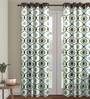 Multicolour Polyester Velvet Geometric 7FT Light Filtering Eyelet Door Curtains (Pack of 1)