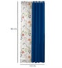 White & Blue Polyester Blackout 7 Feet Eyelet Curtain (Set of 4)