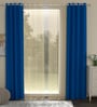 Blue Solid Polyester 7 Ft Blackout Eyelet Door Curtains (Set of 4)