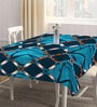 Blue Blended Cotton Geometric 72x52 Inches Table linen