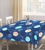 Blue Blended Cotton Leaf 86x60 Inches Table linen