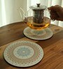 Cream Premium MDF Bloom Big Trivet with Mandala Art