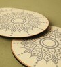 Cream Premium MDF Bloom Wood Coaster with Mandala Art