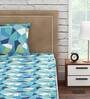 Blue Geometric 300 TC 100% Cotton Single Bed Sized Bed Sheets With 1 Pillow Cover