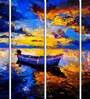 Blue Boat Canvas Wall Painting