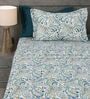 Blue Bohemian Paisley Design 210 TC 100% Cotton Superking Bedsheet with 2 Pillow Covers
