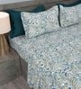Blue Bohemian Paisley Design 210 TC 100% Cotton Superking Bedsheet with 2 Pillow Covers
